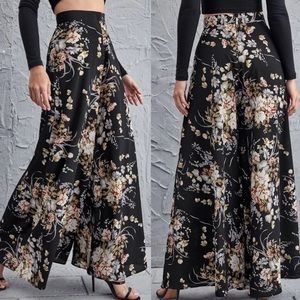 Floral Print Wide Leg Pants